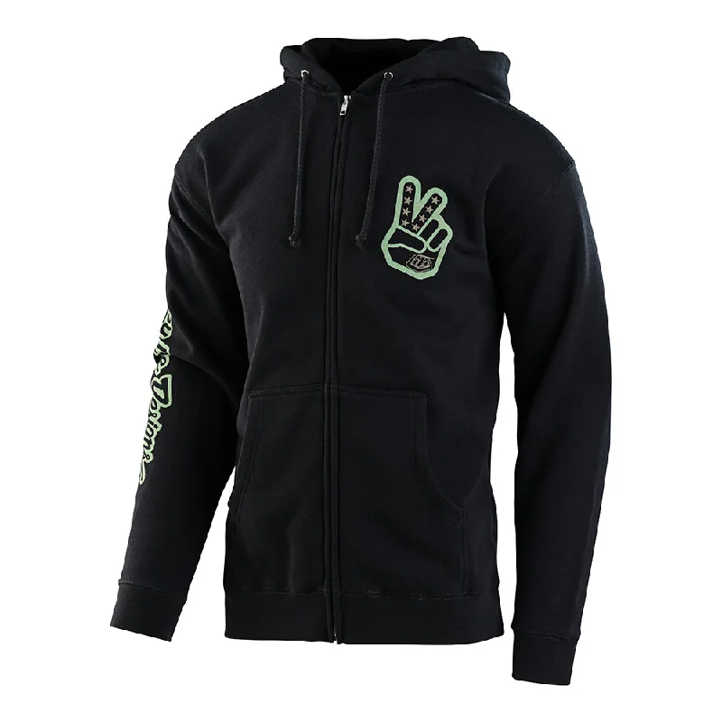 Zip Up Hoodie Peace Out Black