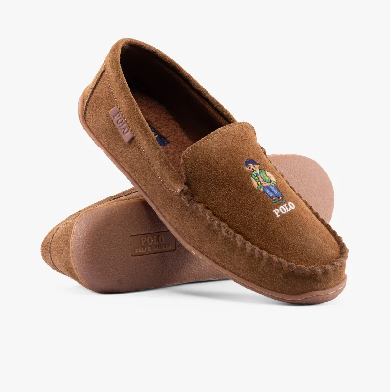 BRENAN POLO BEAR Mens Moccasin Slippers Brown