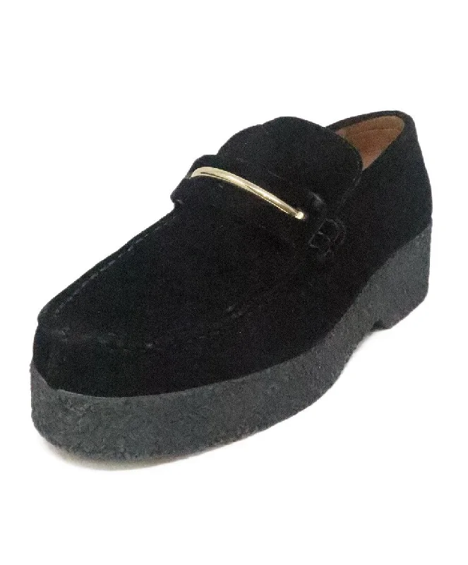 Celine Black Velvet Platform Loafers sz 8