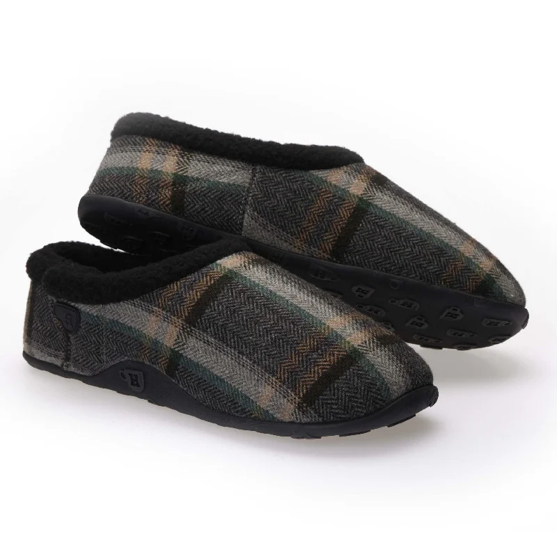 Ken - Mixed Grey Herringbone Men's Slippers