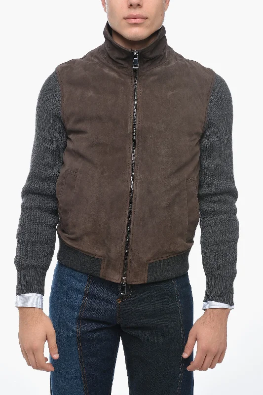 Altea Suede ROCKFORD Bomber Jacket with Knitted Sleeves