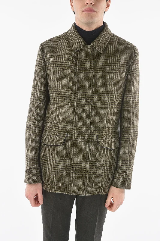 Men coats made from recycled materials for an eco - friendly choiceCorneliani ID Removable Padding Virgin Wool Glen Check Coat
