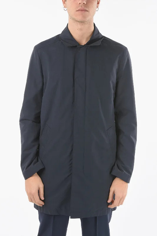 Corneliani Id Solid Color Balmacaan Coat With Hidden Closure