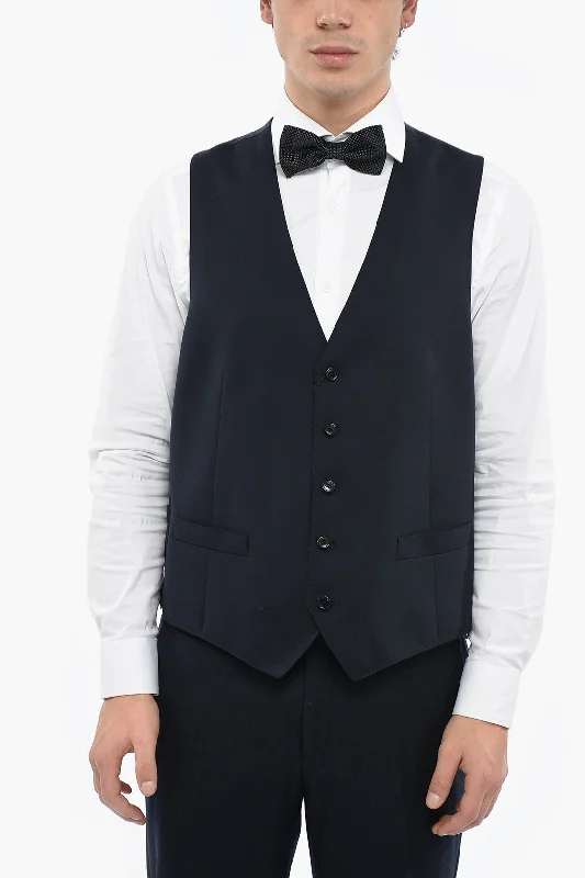 Corneliani Virgin Wool Leader Waistcoat With Jetted Pockets