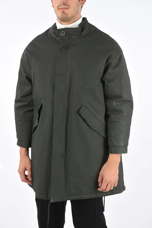 Men coats with a stand - up collar for a sleek and modern lookNaviglio hidden closure padded coat