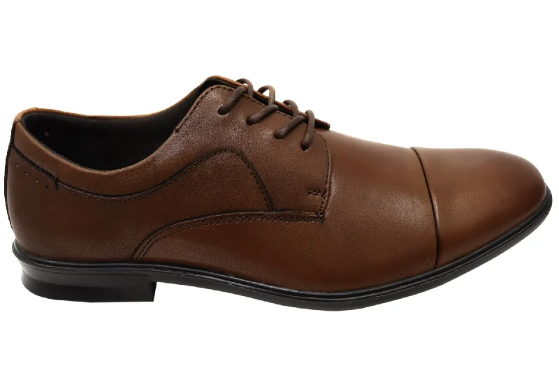 Hush Puppies Cain Mens Wide Fit Comfort Leather Lace Up Dress Shoes