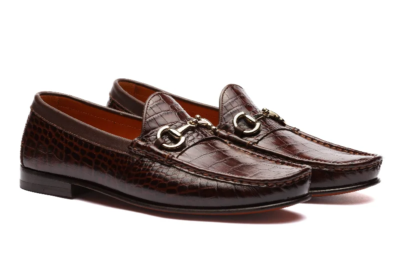 Moccasins Horsebit Croc Embossed - Brown