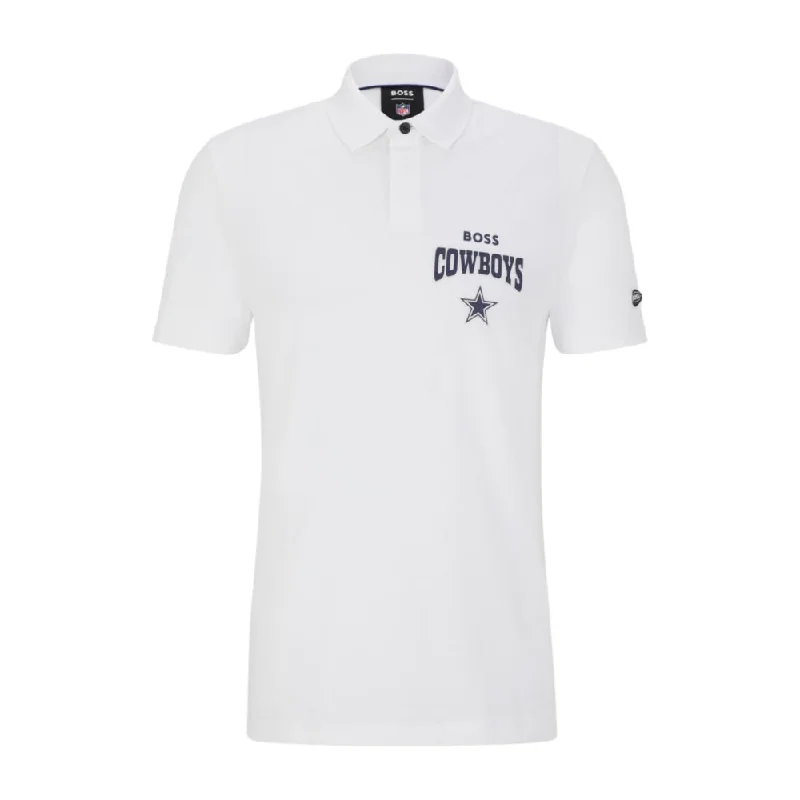 Men's ribbed t - shirts with a textured finish for added styleBOSS x NFL cotton-piqu polo shirt with collaborative branding