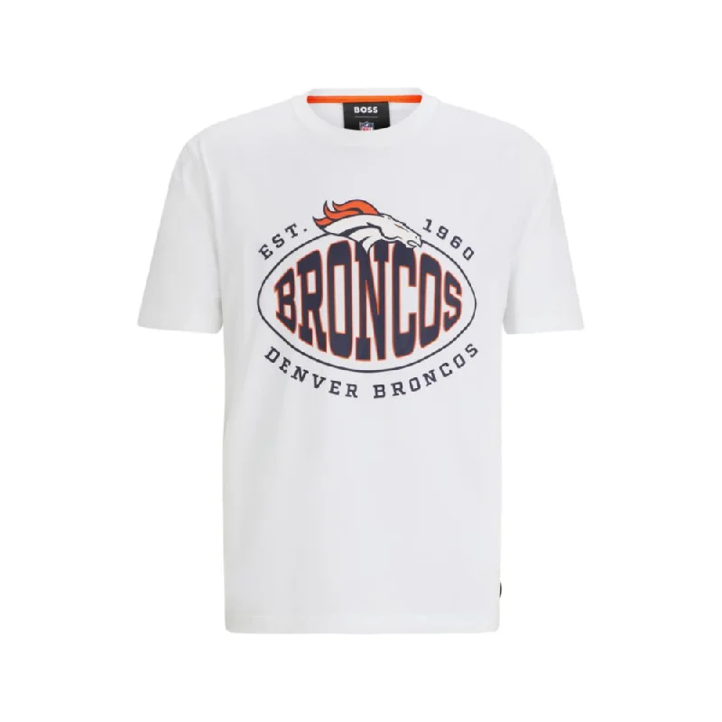 Men's short - sleeve linen t - shirts for summer beach outingsBOSS x NFL stretch-cotton T-shirt with collaborative branding