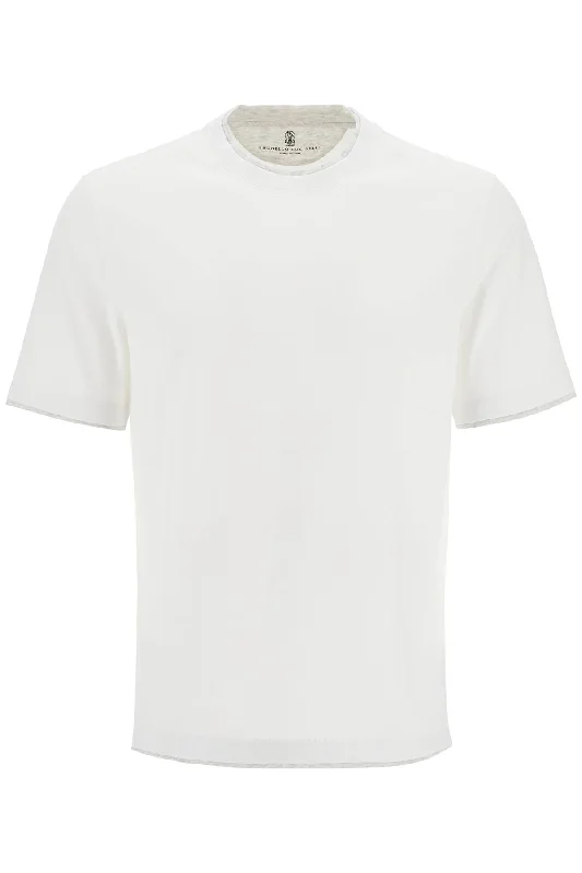 Men's button - front t - shirts with a unique artistic printBrunello Cucinelli Men's Laye-Effect T-Shirt