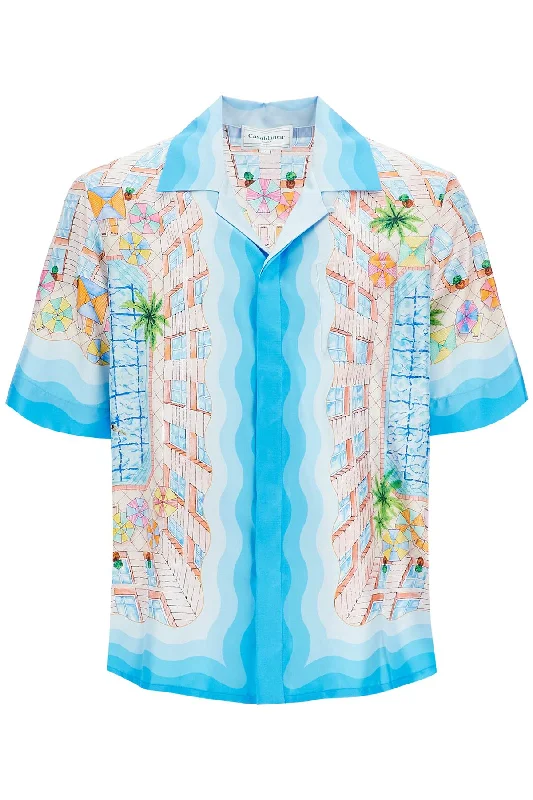 Men's ribbed t - shirts with a textured finish for added styleCasablanca Men's Short-Sleeved Silk Shirt
