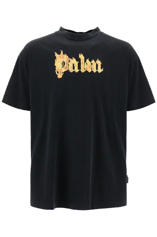 Men's printed Hawaiian t - shirts for tropical vacationsPalm Angels Men's 'Burning Logo T-Shirt