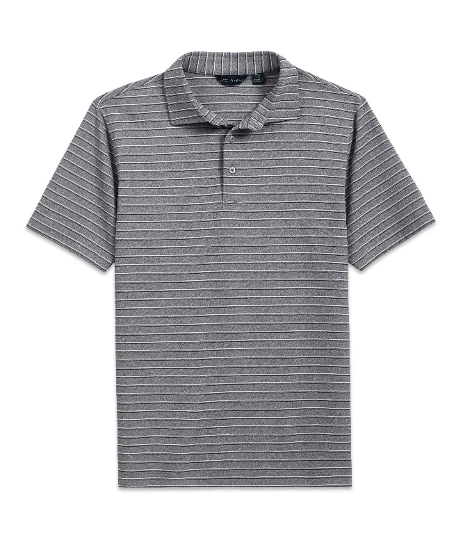 Men's thermal t - shirts with a high - neck design for cold weatherTrack Stripe Tech Polo, Grey Heather